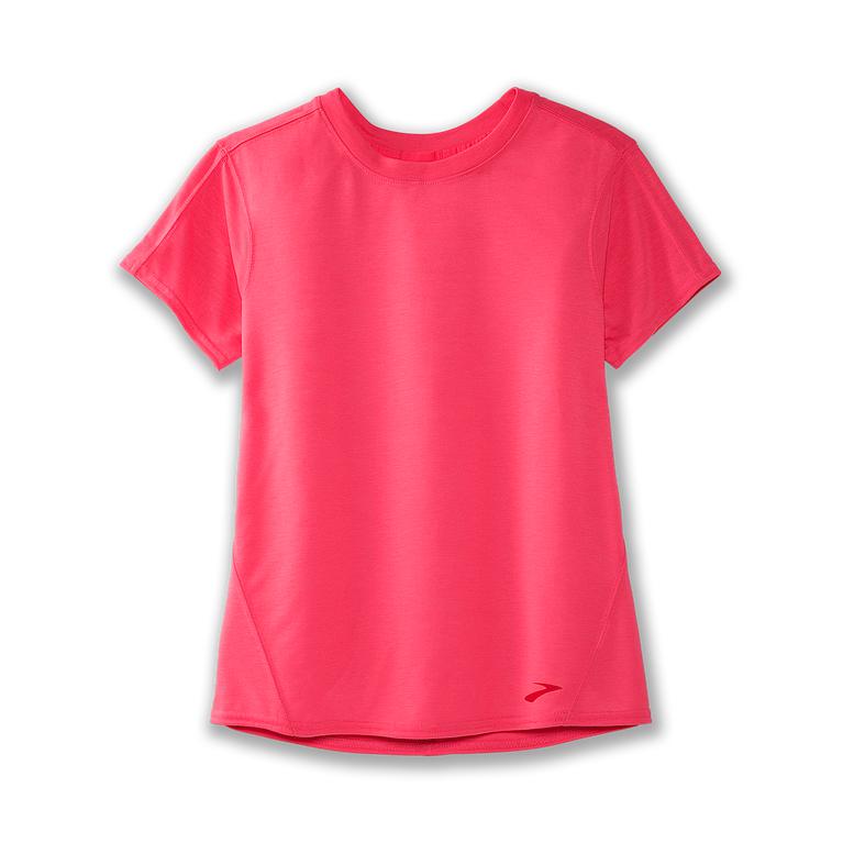Brooks Distance Women's Short Sleeve Running Shirt - Fluoro Pink (32408-AQDL)